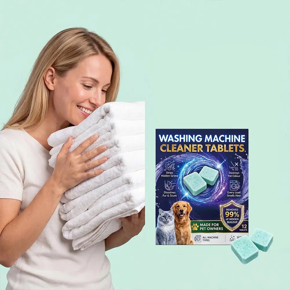 Pastilhas Limpadoras para Máquina de Lavar: Limpeza Profunda, Descalcificante, Desodorizante, Removedor de Pelos de Animais
