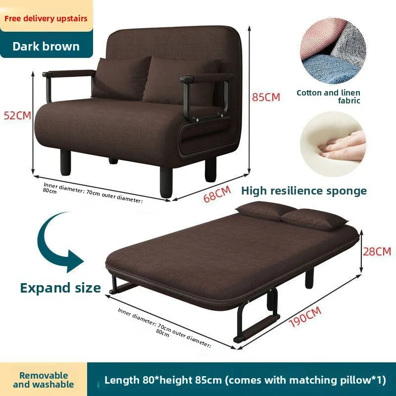 Sofá-cama dobrável durável, multifuncional, para sala de estar, ideal para descanso e economia de espaço, sofá-cama individual para internet.