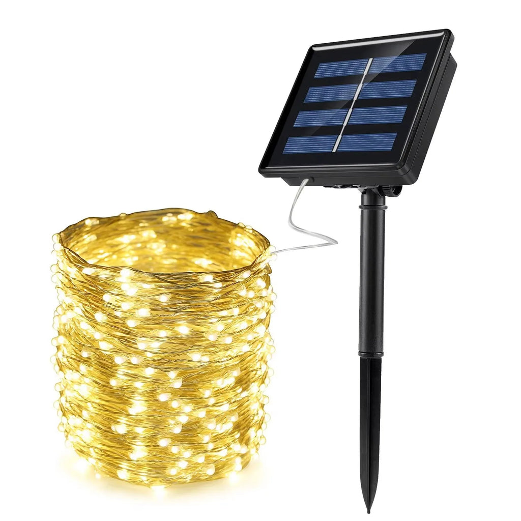 Luz solar led ao ar livre à prova dwaterproof água luzes de fadas corda natal dia das bruxas decoração festão jardim lâmpada led fontes festa