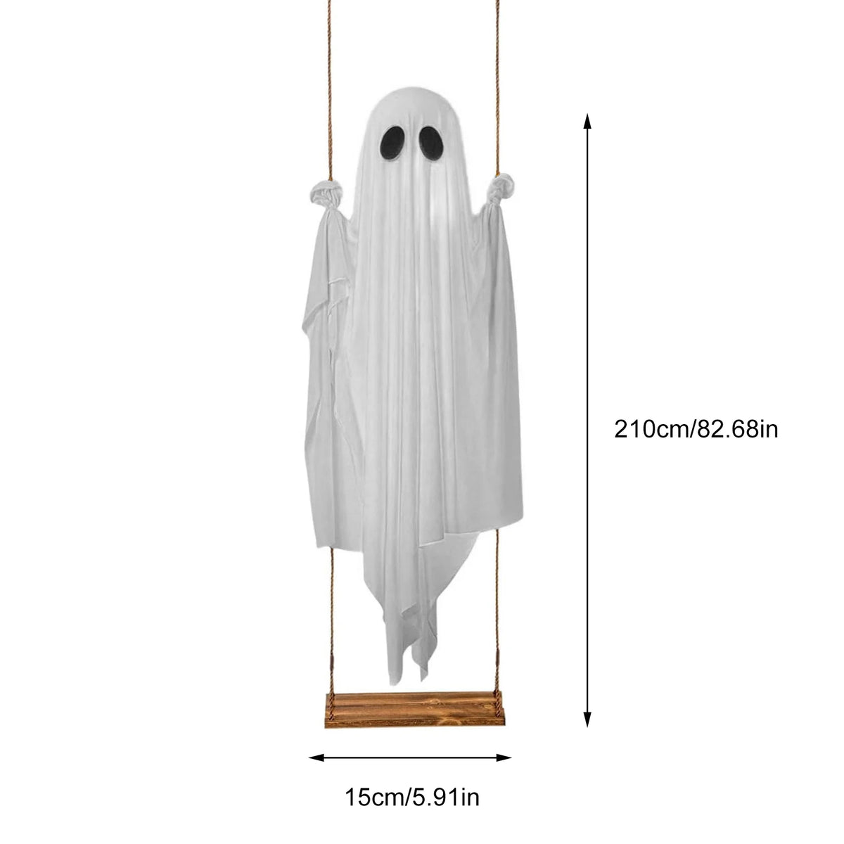 Decoração de halloween fantasma de balanço pendurado ao ar livre com luzes de corda ornamento fantasma assustador decoração fantasma bonito para árvores de varanda frontal