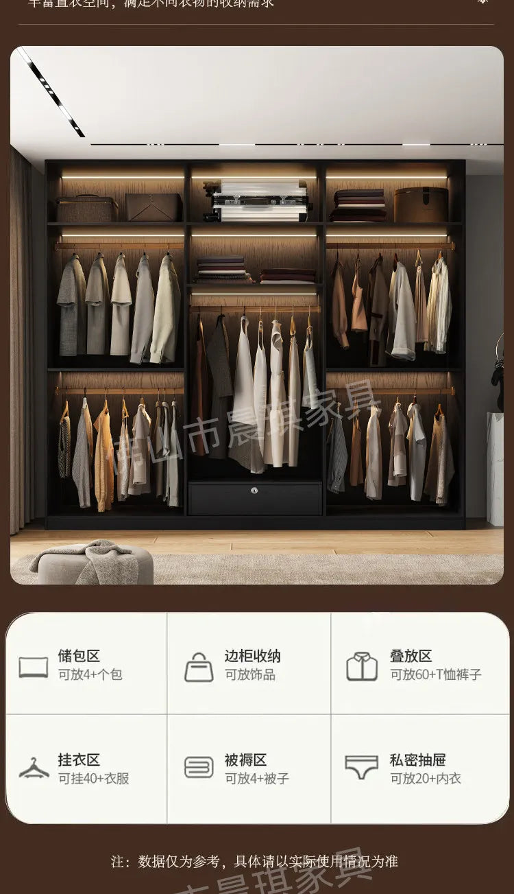 Guarda-roupas de Luxo que Economizam Espaço, com Vidro Canelado, Sistema de Estruturas Organizadoras, Guarda-roupa Solteiro, Móveis para Quarto