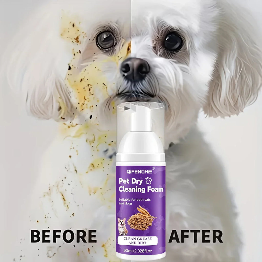 Shampoo Seco para Cães e Gatos - Espuma Sem Água, Sem Enxágue, Desodorizante e Limpante para Filhotes