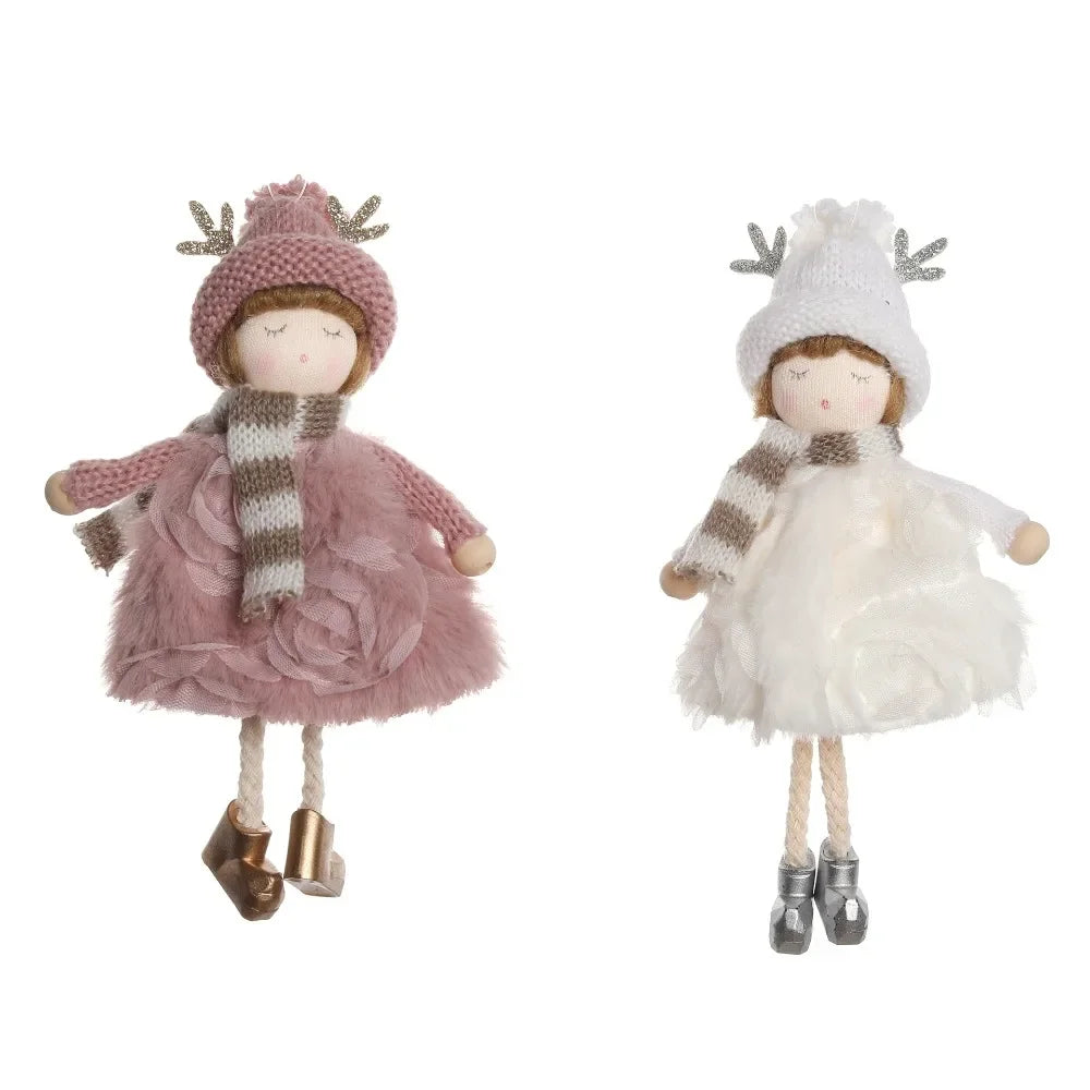 Natal Pendurado Malha Sequin Saia, Anjo Xmas Árvore Pingente Enfeites, Decoração de Casa, Noel, Presentes, 2022