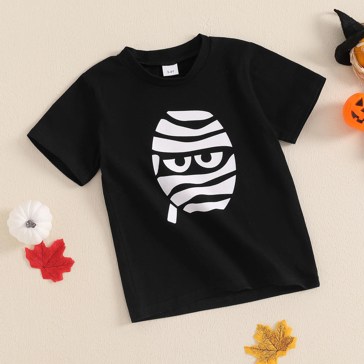 FOCUSNORM-camiseta de Halloween com estampa de esqueleto fantasma para crianças, tops de manga curta para crianças, gola redonda, roupas para meninos e meninas, 2 a 7 anos