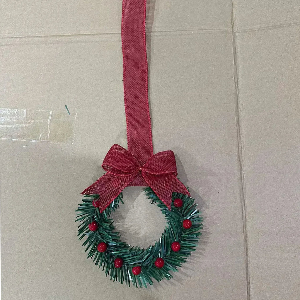 4 Peças de Mini Guirlandas de Natal, Decorações para Janelas, Laços de Fita, Frutas Vermelhas, Decorações para Festas de Natal em Casa