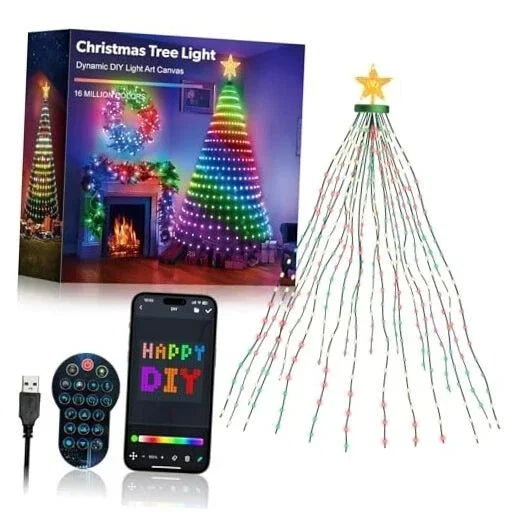 Luzes LED para Árvore de Natal 400 LEDs, Luzes de Cordão LED RGB Inteligentes, Decoração de Férias para Árvore Interna e Externa, Controle por APP/Remoto