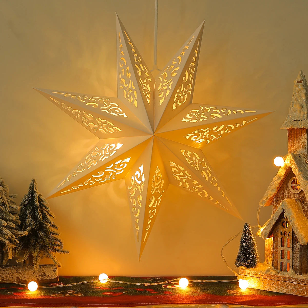 Estrela oca pendurado pingentes ramadan decoração 2024 para casa navidad natal noel presentes enfeites de natal ano novo 2024