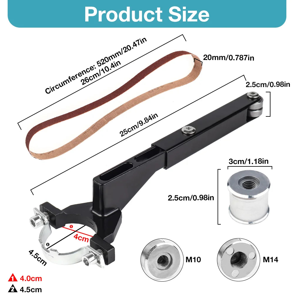Moedor Mini lixadeira, polidor sem fio portátil doméstico, M10-M14 Acessórios de lixadeira de correia de modificação de moedor de ângulo multifuncional, ferramentas de moagem, adequado para moedor de ângulo elétrico