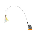Varinha de Brincar para Gatos com Base Rotativa, Fio de Aço Longo e Pena, Brinquedo Interativo para Alívio do Estresse e Exercício em Ambientes Internos para Gatinhos