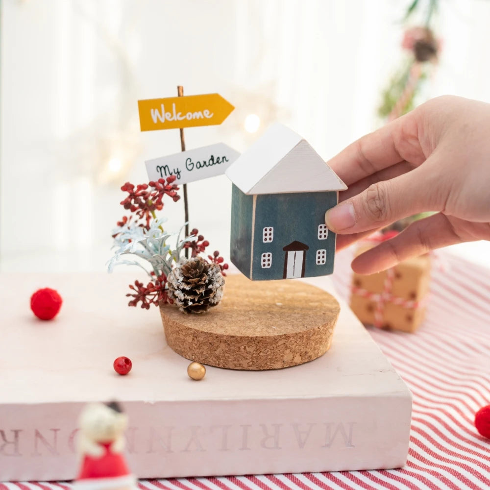 Casas e Acessórios Colecionáveis de Natal: Enfeites de Figuras, Cenas de Mesa de Casa de Madeira de Inverno, Decoração de Mesa para Feriados e Casa