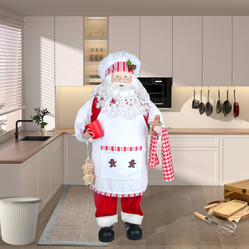 Decoração de Natal Chef de Cozinha em Pé Papai Noel Natal Gingerbread Chef Papai Noel Estatueta