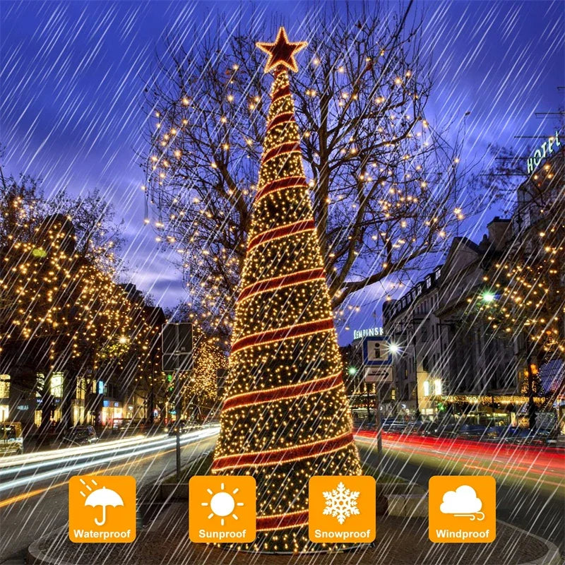 7m/12m/22m/32m led solar string luzes de fadas caminho ao ar livre guirlandas lâmpada pátio à prova dwaterproof água natal casamento jardim luzes rua