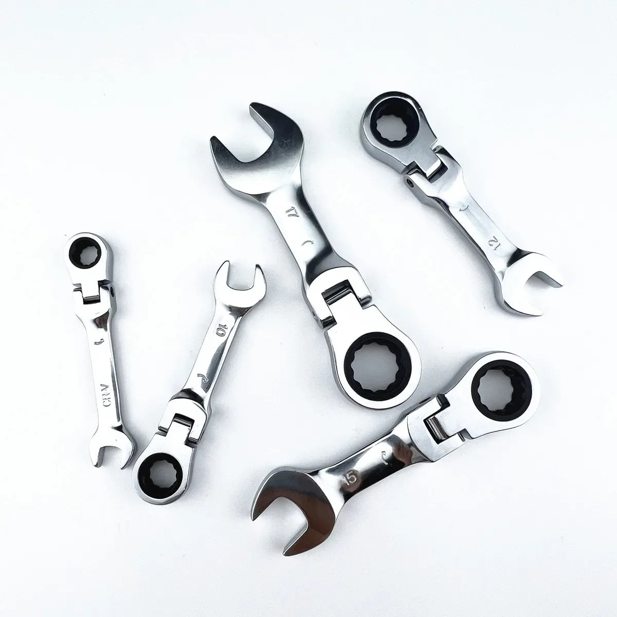 Mini chave de catraca de alça curta com cabeça móvel, chave de extremidade aberta rápida de dupla finalidade, ferramenta de hardware, chave de economia de trabalho