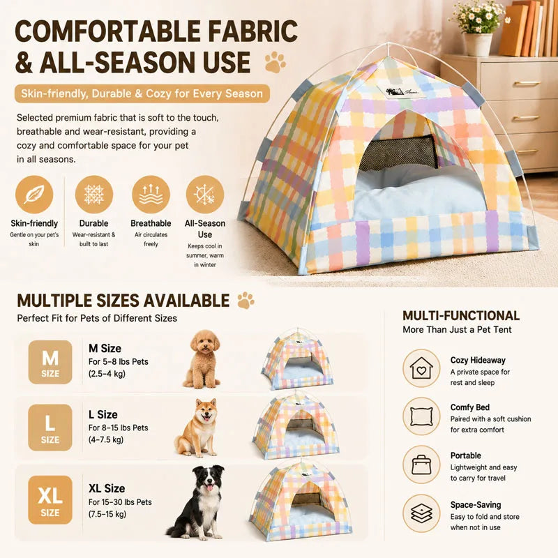 Cama Tenda para Pets, Cesto Sofá Removível para Gatos, Casa Semi-fechada de Lona para Gatos, Caverna para Cães, Cama para Gatos para Decoração de Ambientes, Artigos para Pets