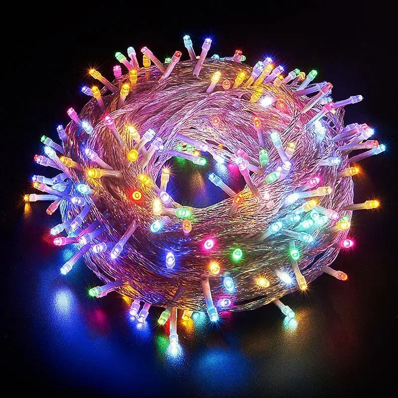 Guirlanda de led luzes da corda 10m 30m 50m 100m árvore de natal decoração de casamento à prova dwaterproof água luz de fadas interior ao ar livre 220v lâmpada da ue