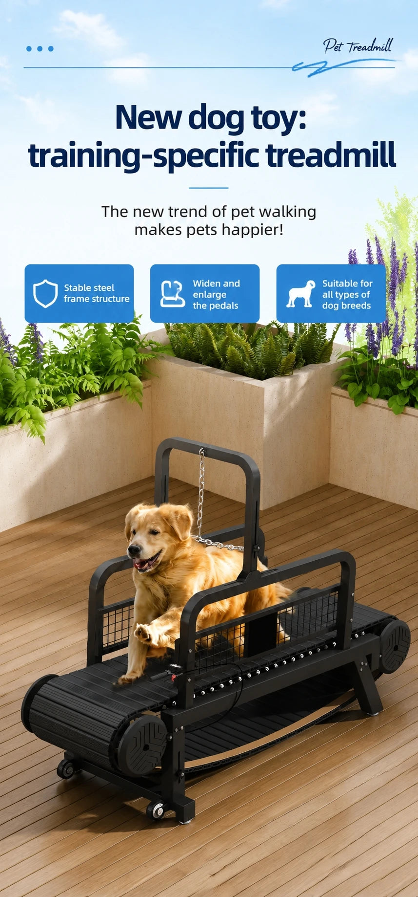 Esteira para Cães, Não Motorizada, Silenciosa, Suave, Ajustável, Equipamento de Treinamento para Pit Bulls com Freios e Velocímetro