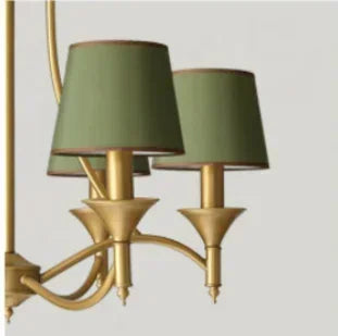 Vintage sala de estar iluminação casa pingente e14 cinza verde tecido abajur cobre ferro luz pingente iluminação do quarto interior
