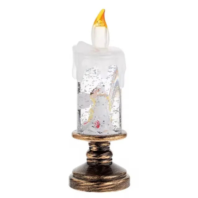 Decorações de natal lâmpada vento vela castiçal neve floco caixa música criativo presente natal arranjo cena
