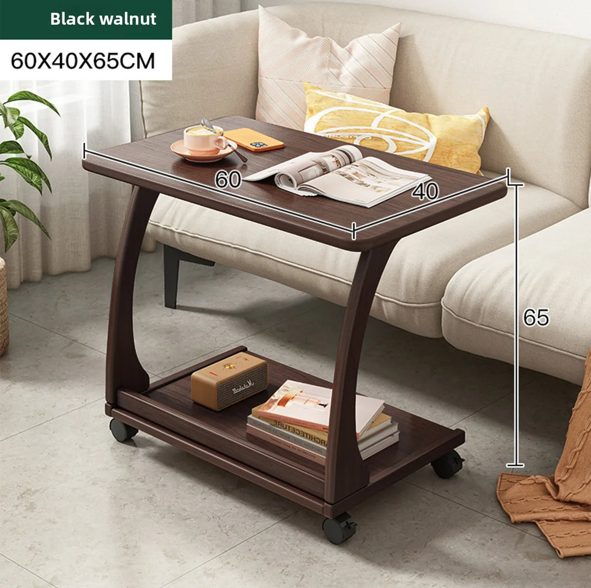 Mesa de centro móvel de madeira maciça, prateleira de armazenamento para sala de estar, mesa lateral dobrável para sofá de sala de estar, mesa de cabeceira de madeira maciça para quarto