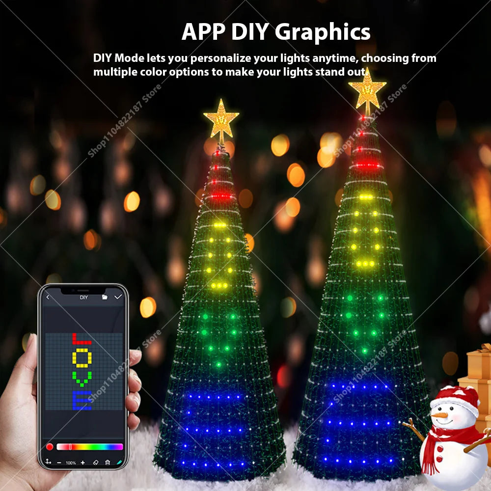 Nova árvore de natal 400led luzes app-controle diy padrão exibição para casa decorações da árvore de natal luzes