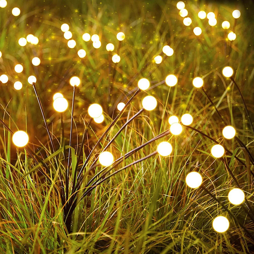 6/8/10led firefly luz solar led, decoração de jardim ao ar livre luzes de paisagem, lâmpadas de gramado, terraço de casa de casamento de natal