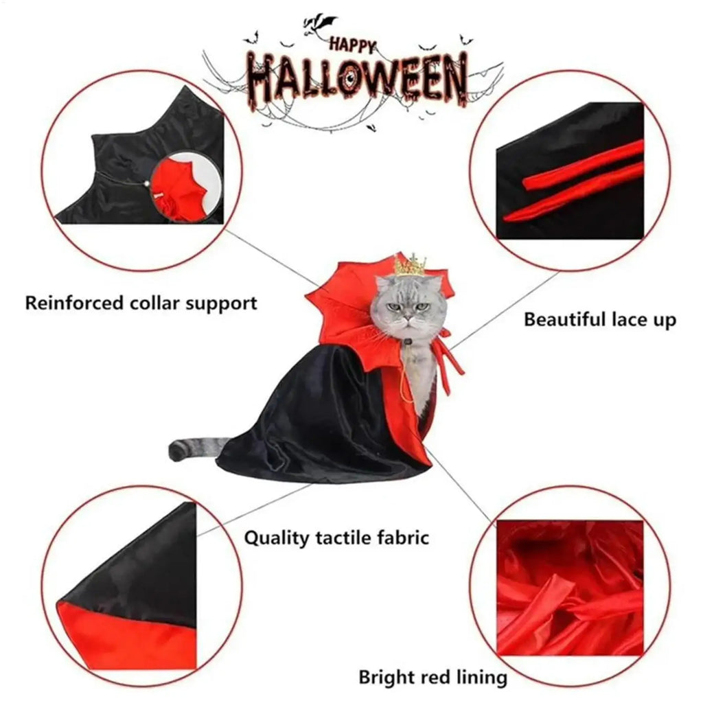 Fantasia de Morcego para Animais de Estimação, Capa de Vampiro Vermelha e Preta Ajustável para Cães e Gatos, Cosplay Engraçado para Filhotes Pequenos e Médios em Festas de Halloween