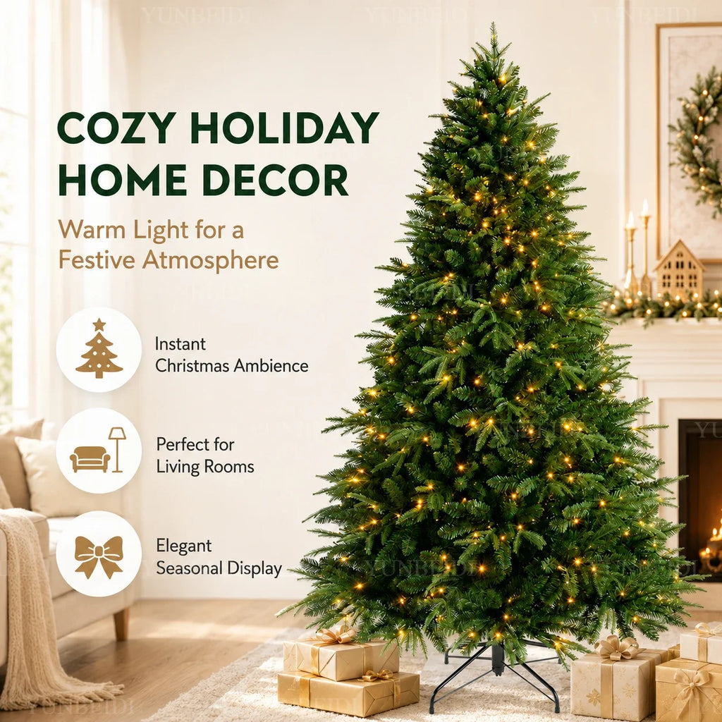 Árvore de Natal Artificial em Material PE+PVC, Grande Árvore de Natal Densa de 120cm a 270cm, Decoração para o Natal em Família e Ano Novo