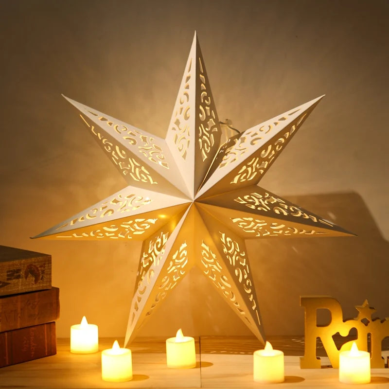 Estrela oca pendurado pingentes ramadan decoração 2024 para casa navidad natal noel presentes enfeites de natal ano novo 2024
