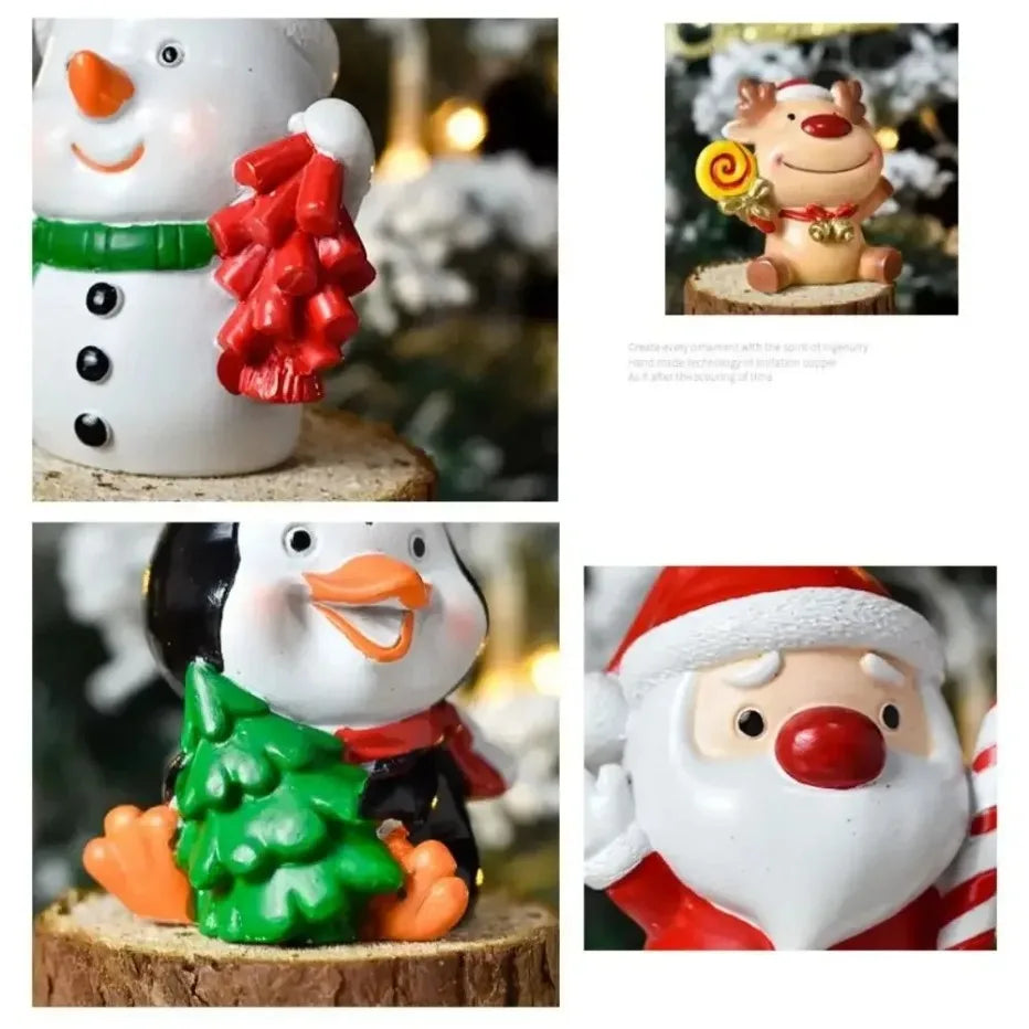 Série de natal artesanato resina animal festa criativa mini árvore de natal velha menina crianças bonito presente decoração para casa suprimentos decoração