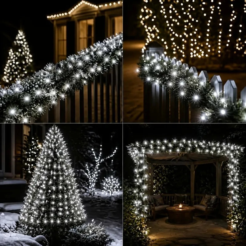 Luzes de Cordão LED Alimentadas por Energia Solar com 8 Modos de Piscar Diferentes, Ideais para Decorar Jardins, Casamentos, Halloween e Natal