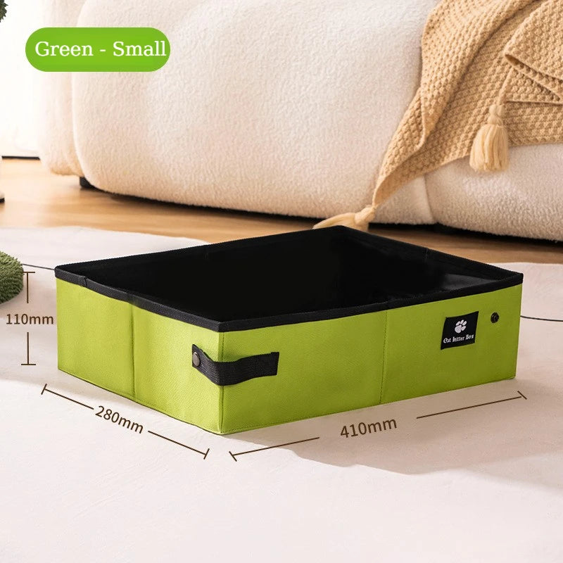 Caixa de Areia para Gatos Dobrável, Impermeável e Reutilizável, Bandeja de Areia Portátil para Viagem, Sanitário para Gatos, Uso Interno, em Casa, em Viagens e Acampamentos