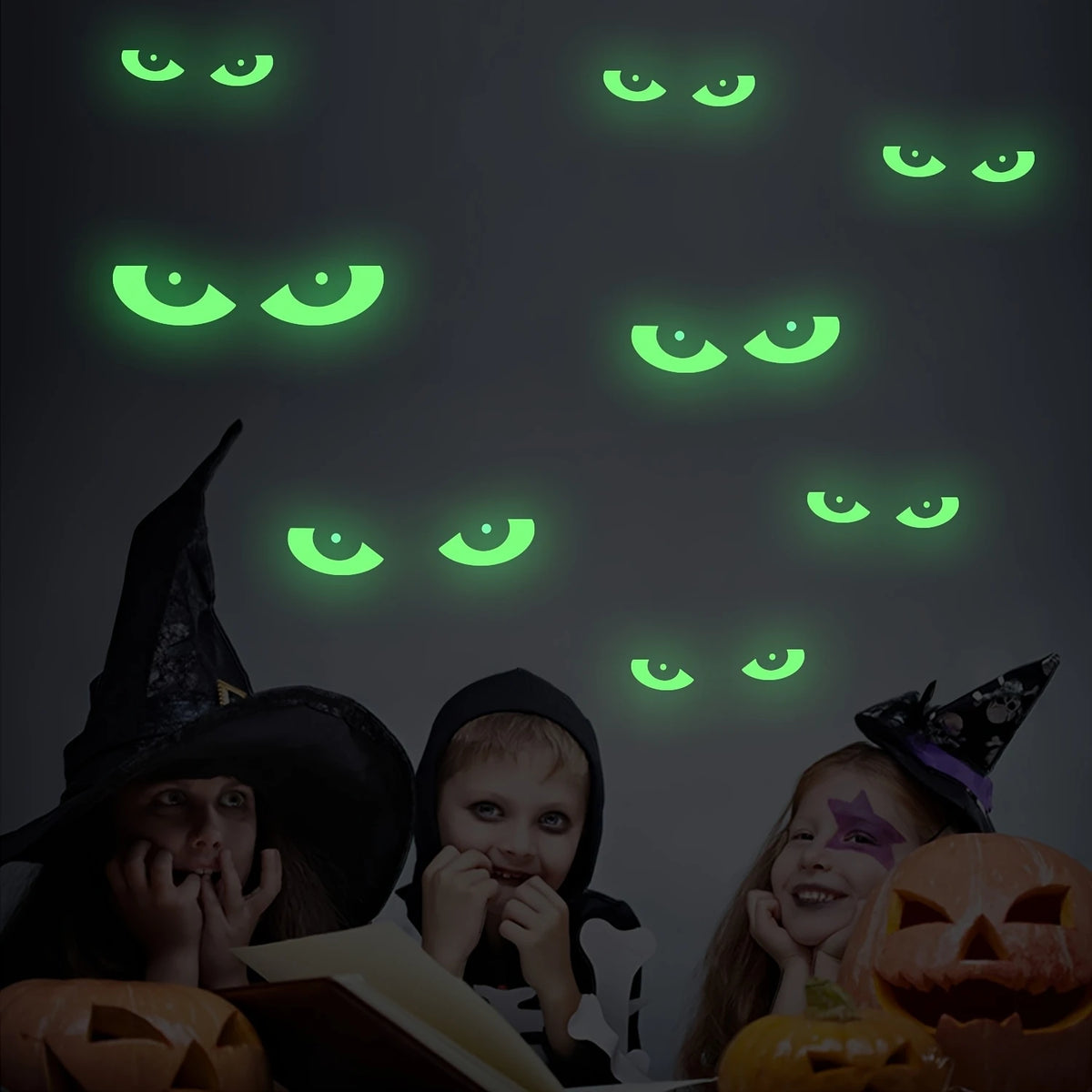 Halloween luminoso adesivos de parede brilho escuro decoração do dia das bruxas criativo esculpido fluorescente festival horror decoração para casa