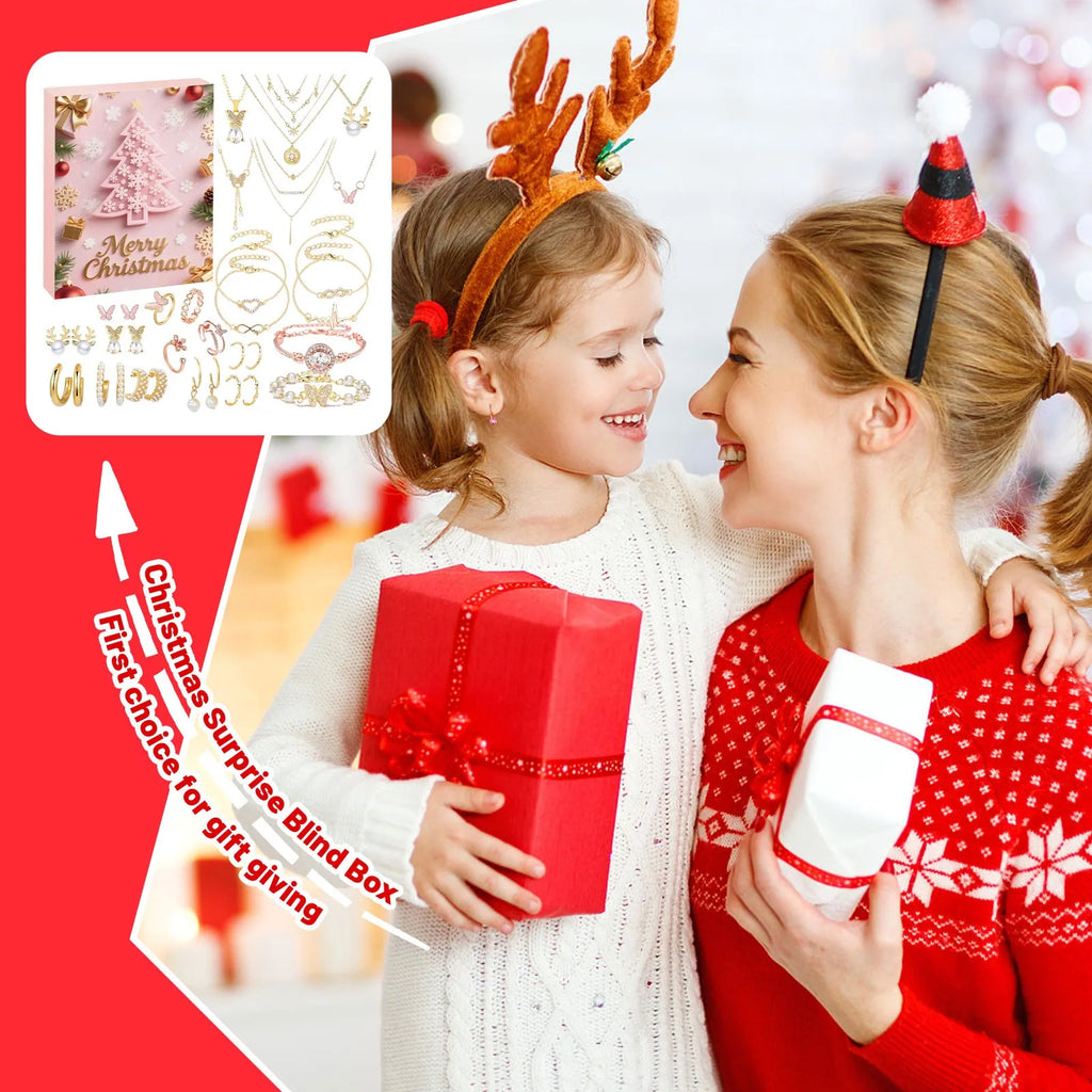 Calendário de contagem regressiva de natal 24 dias contagem regressiva de natal calendário do advento colar pulseira brincos presentes de natal