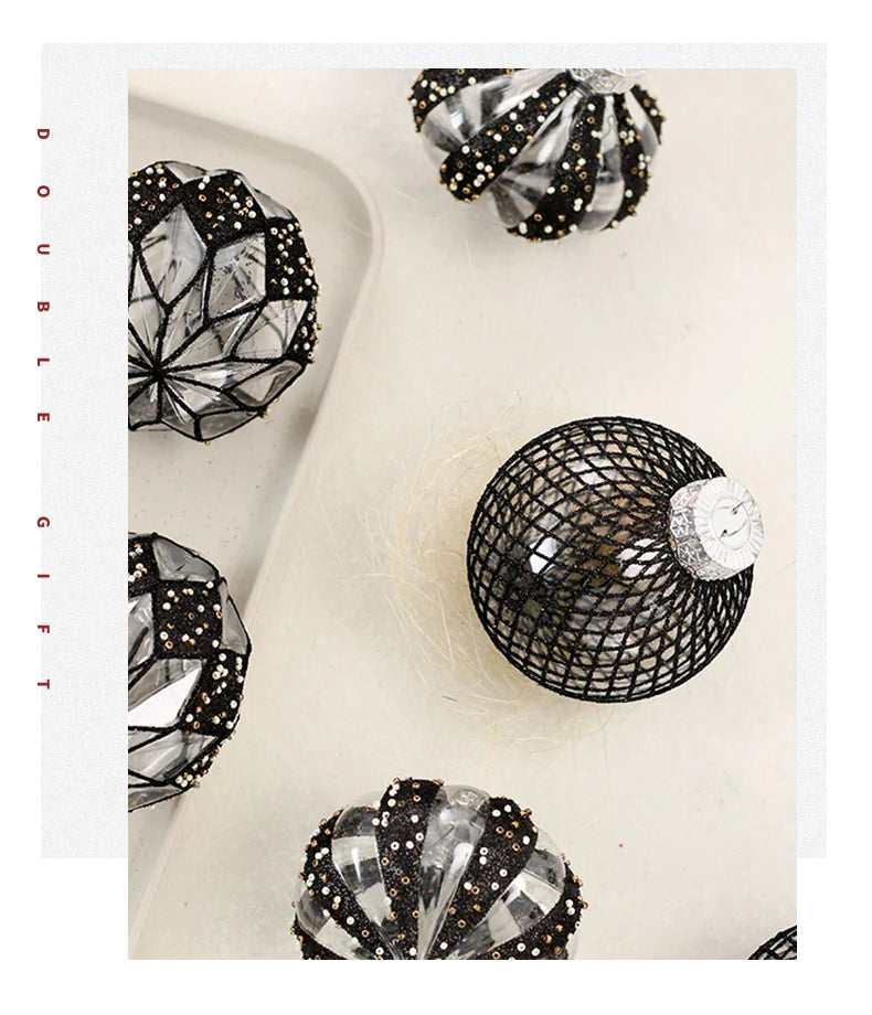 Conjunto de enfeites de bola de natal 8cm decoração de festa inquebrável pet decorações de árvore de natal bola de ouro para decoração de festa de feriado de natal