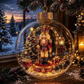 Bola de Diorama de Natal Transparente, Enfeite Luminoso, Cenário Festivo, Enfeite para Pendurar na Árvore de Natal, Decoração de Inverno para Festas e Casa, Enfeite para Janela, Natal