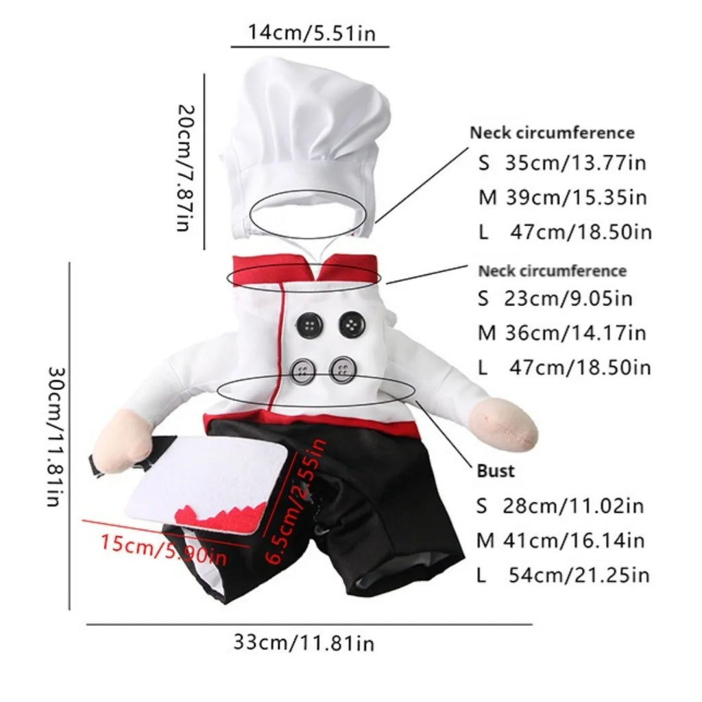 Fantasia Engraçada de Chef para Pets, Roupa de Confeiteiro Fofa para Cães e Gatos para Festas, Aniversários, Sessões de Fotos e Cosplay – Vestuário para Filhotes e Gatinhos