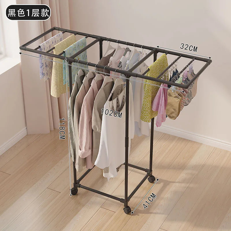 Varal de Chão com Rodas para Roupas - Cabideiro Branco para Secagem de Roupas
