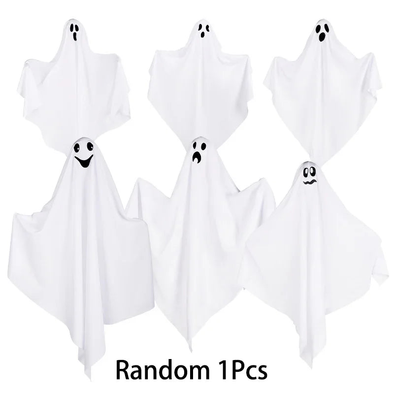 Ornamento de Fantasma Branco de Halloween com Várias Expressões, Decoração Suspensa para Interiores e Exteriores, Adereços de Palco para o Festival dos Fantasmas