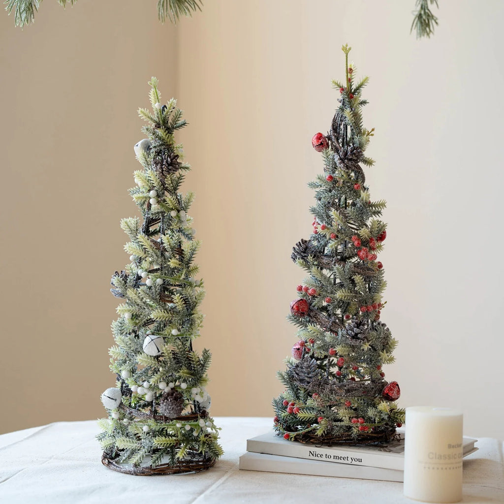Árvore de Natal artificial de 40 cm, pequena, decorativa, ideal para festas em casa, como centro de mesa, enfeite para secretária, presente e decoração para lareira.