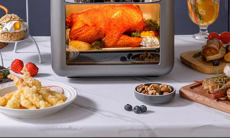 Fritadeiras elétricas de ar de grande capacidade 10L Cozinha doméstica automática sem óleo 360 ° Fritadeira com forno de convecção sem óleo