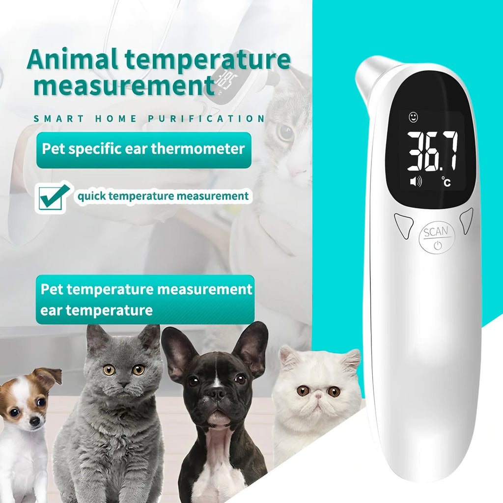 Termômetro Digital para Orelhas de Animais de Estimação, Dispositivo Eletrônico de Medição de Temperatura Sem Contato para Cães, Gatos e Filhotes, Suprimentos Veterinários