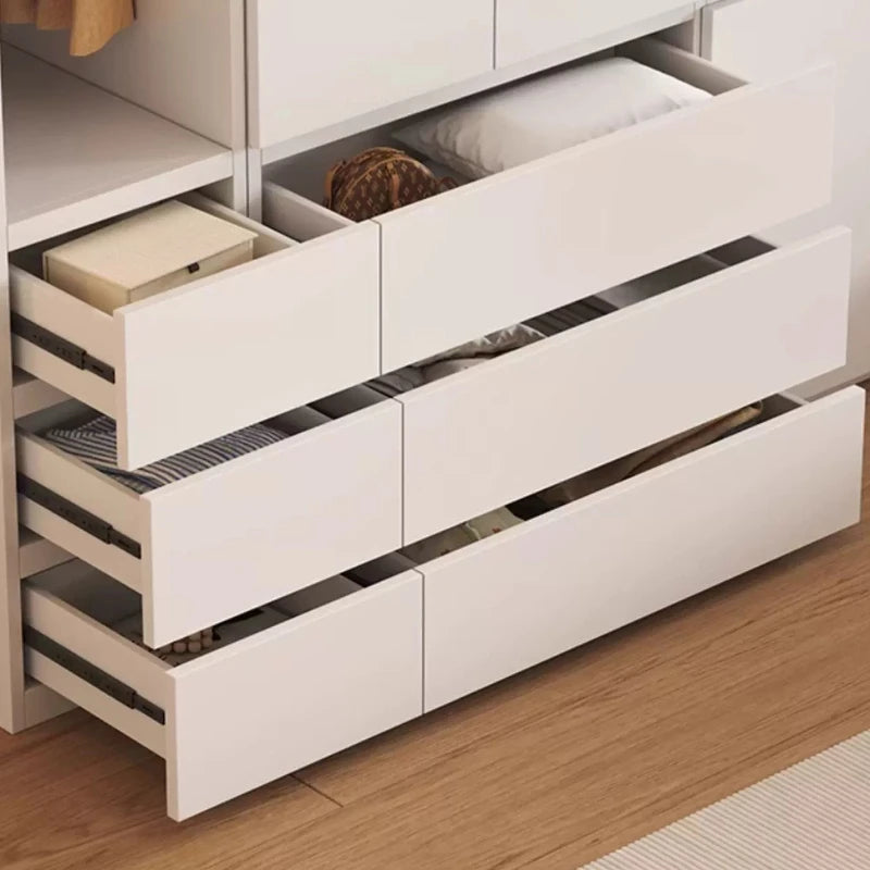 Guarda-roupa Armário com Gavetas e Prateleiras para Organização Doméstica, Armário de Canto Solteiro para Sala de Estar