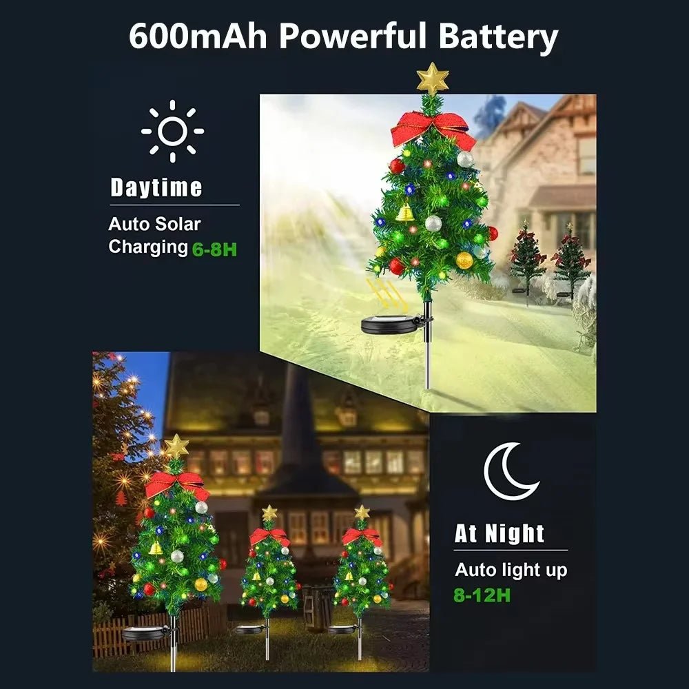 Árvore de natal luzes solares ao ar livre à prova dwaterproof água led jardim caminho gramado paisagem festivo decorativo luzes piso decoração natal