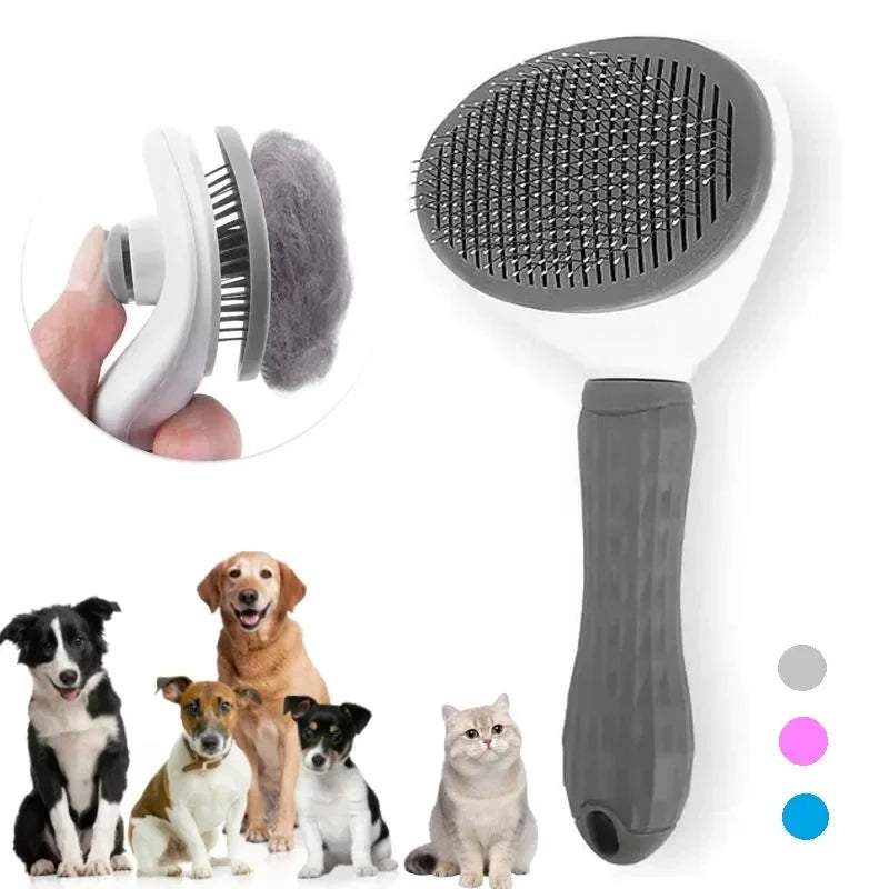 Escova para cães e gatos, pente autolimpante para remoção de pelos de animais de estimação, ferramentas para limpeza de cães e gatos, acessórios para cães