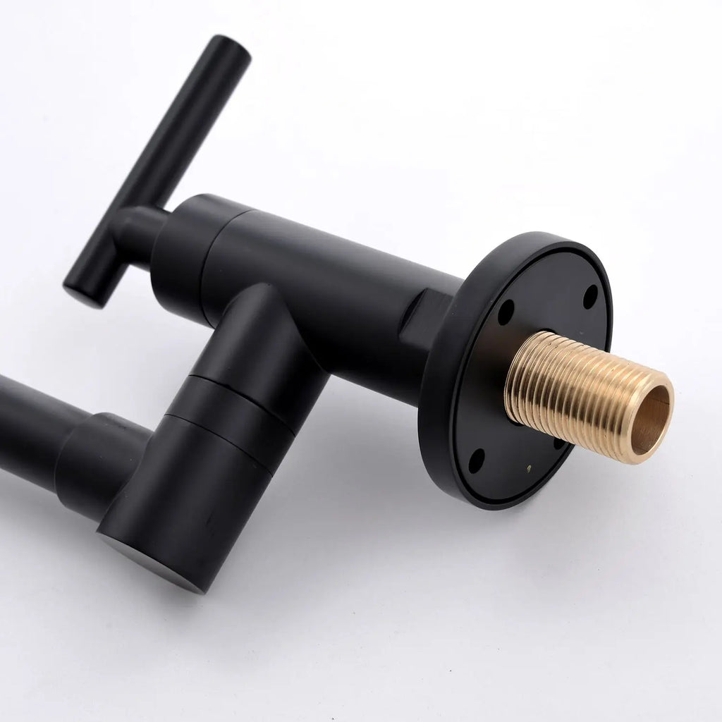 Industrial Wall Mount Pot Filler Faucet Brass Blackened 2 Handle Folding Commercial Kitchen Sink Tap with Ceramic Valve Core