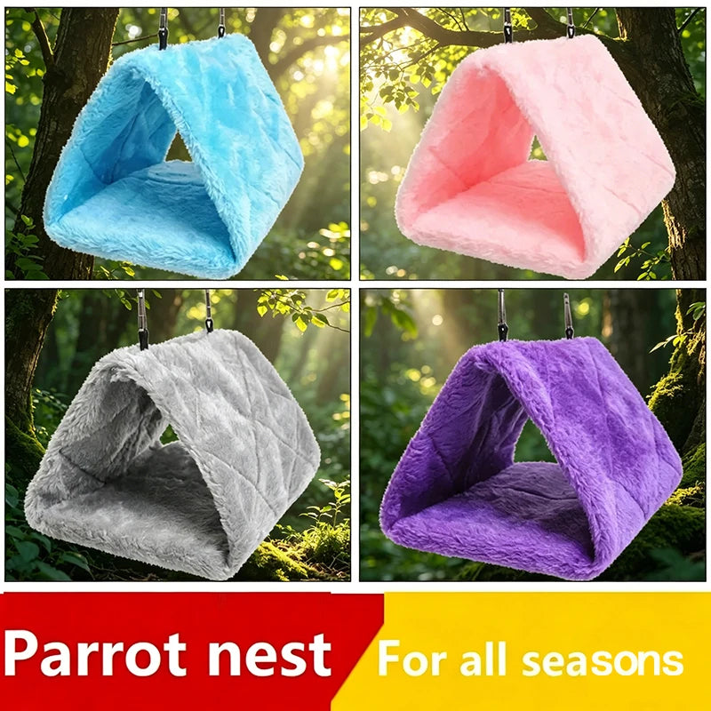 Cama de Inverno para Pássaros, Ninho de Pelúcia Quente para Pássaros de Estimação e Papagaios, Tenda Suspensa para Dormir e Incubar, Acessórios para Pássaros