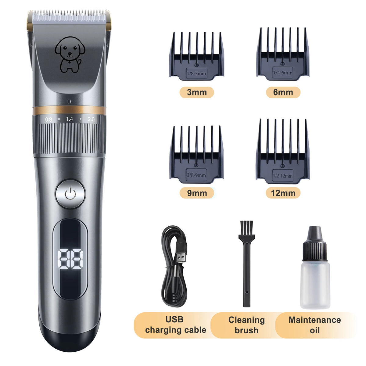Silencioso Pet aparador de pêlos, Cat Clippers, Grooming Kit com pente, 5 Speed Shavers para cabelos longos Matted