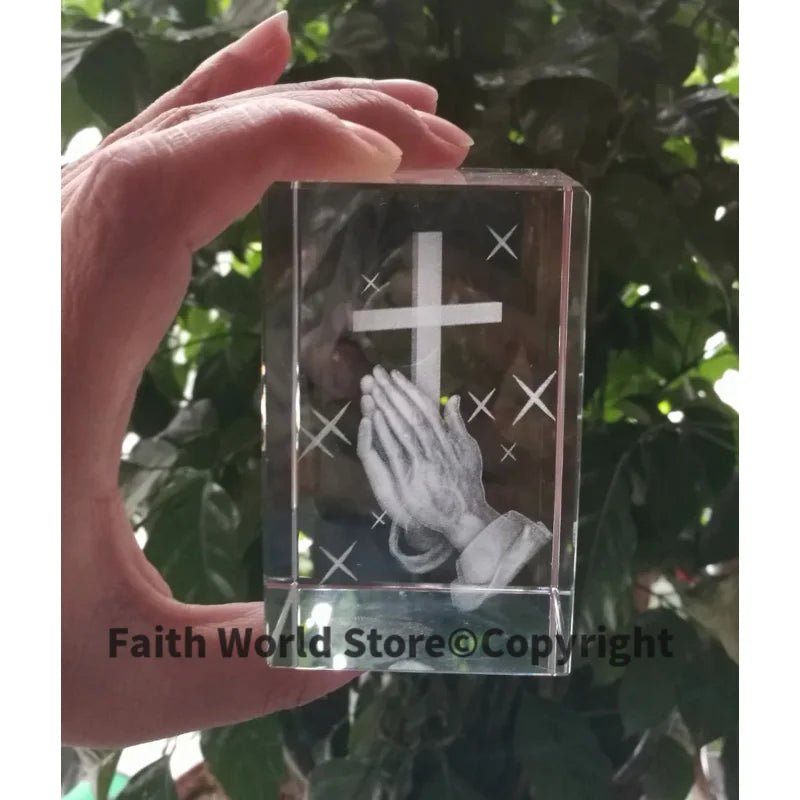 Santo Jesus Estátua de Oração Religiosa, Talismã de Segurança Doméstica, 3D Estátua de Cristal, Religiosa Virgem Orar, Presente religioso, Jesus Cristo