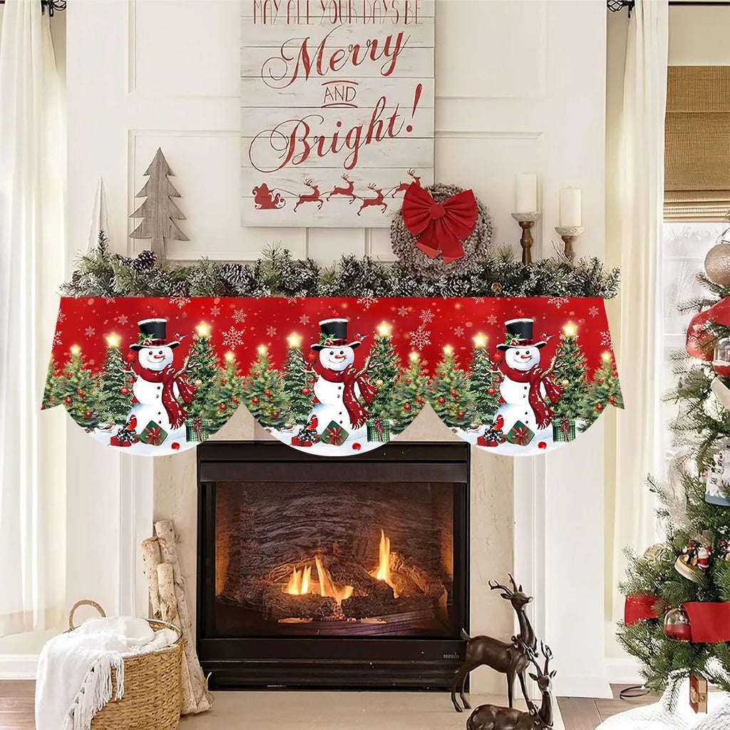 Natal vermelho lareira mantel cachecol capa de mesa enfeites de natal para casa 2025 boneco de neve de natal navidad natal ano novo 2026 presentes