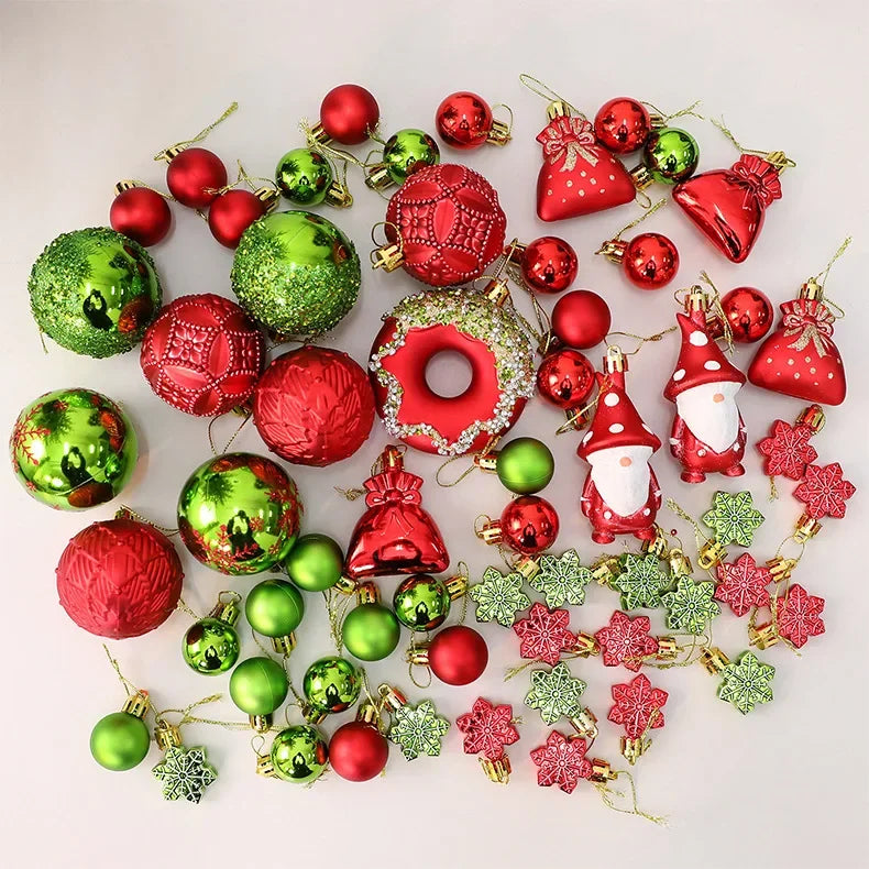 Conjunto de Bolas de Natal com Formatos Variados, Enfeites de Natal Inquebráveis para Pendurar, Bolas, Donuts, Gnomos, Pinhas, Decoração de Natal para Casa